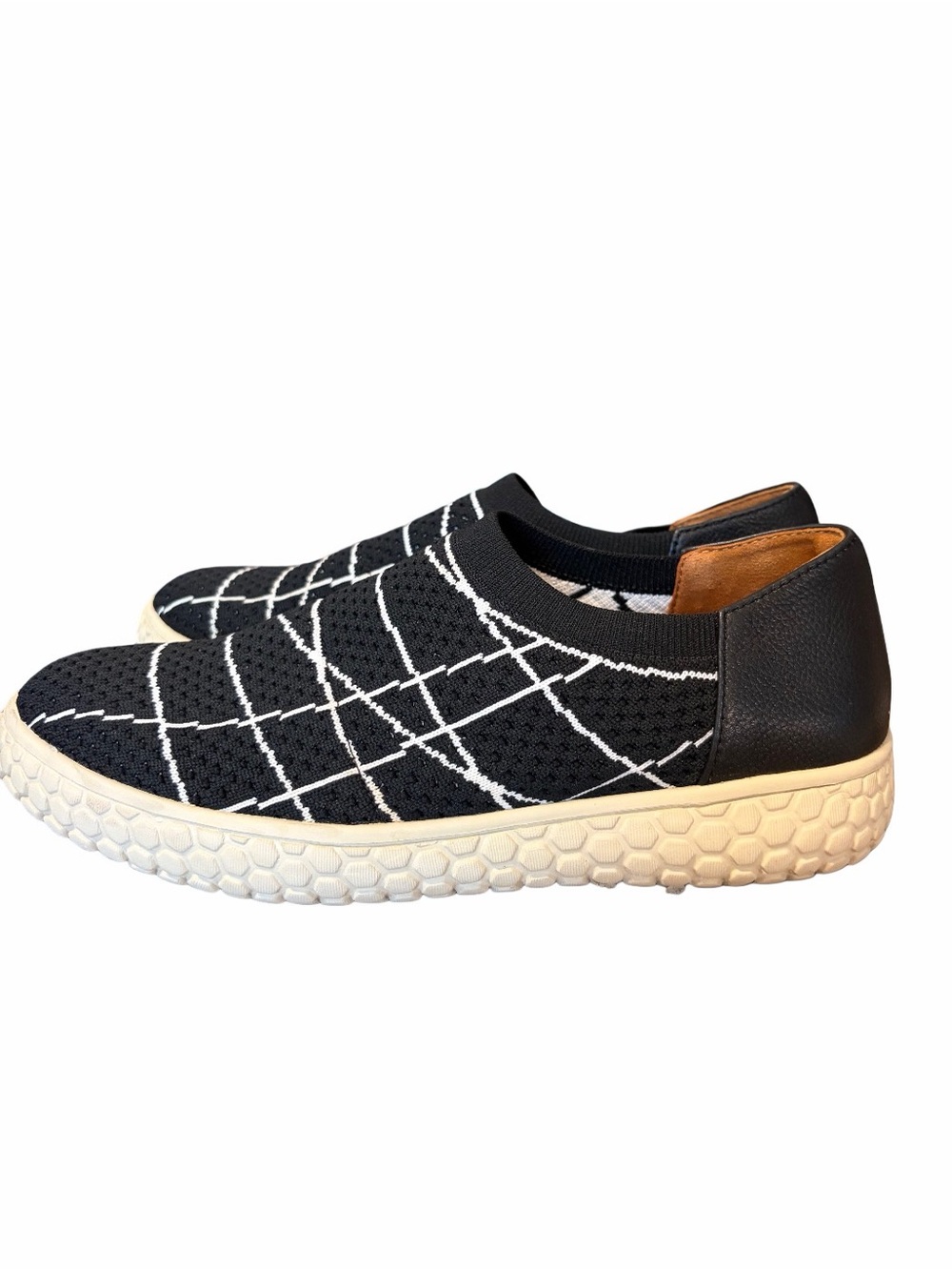L’Amour Des Pieds Zhondra Knit Black White Slip On Comfort Shoe Sneaker 8.5 - Picture 2 of 9